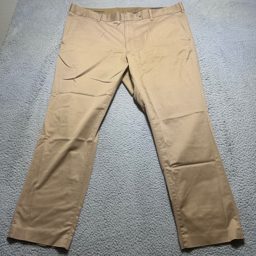 Bonobos Mens Thursday Chino Pants 42x30 Khaki Tan Flat Front Stretch Trousers